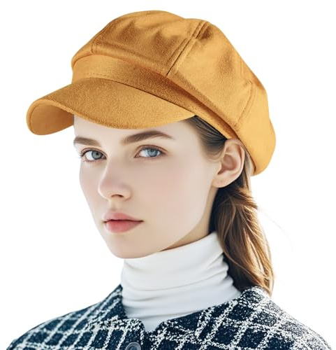 Yoolhamy Newsboy Hut für Damen, Vintage, klassisch, achteckig, Cabbie Cap, verstellbar, modisch, Sonnenschutz, Visierhüte