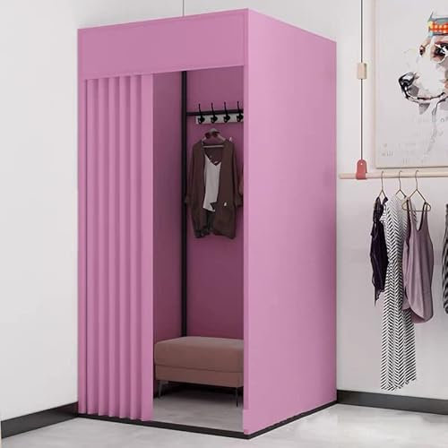 Tragbares Umkleidezimmer für Bekleidungsgeschäft, 100 x 100 x 200 cm (L x B x H), praktische, temporäre Umkleidekabine mit Ständer, Violett