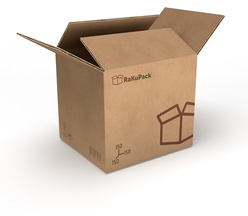 RaKuPack Versandkarton 250 Stück Faltkarton 150x150x150mm Innenmaß (15x15x15cm) Verpackungskarton bedruckt Warensendung Karton braun Faltschachtel Paket Versandschachtel Kartonage verschiedene Größen