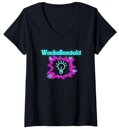 Damen Wackelkontakt Zebrastreifenpferd Aua Aua Malle B06 T-Shirt mit V-Ausschnitt