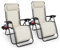 KEPLIN Gravity Chairs 2 Pack - Adjustable Reclining Zero Gravity Lounger for Garden & Patio - Foldable Lightweight Chairs with Ergonomic Support - Durable Textilene Fabric & Non-Slip Feet-Cream 2pk