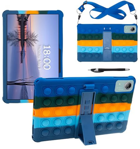 Funda Universal para Tablet de 12 Pulgadas Infantil Compatible con OUKITEL OT5S, TECLAST T60Plus/T60, for DOOGEE T20 Ultra/T40PRO/T36, Blackview MEGA2 (Colorido Azul Oscuro)