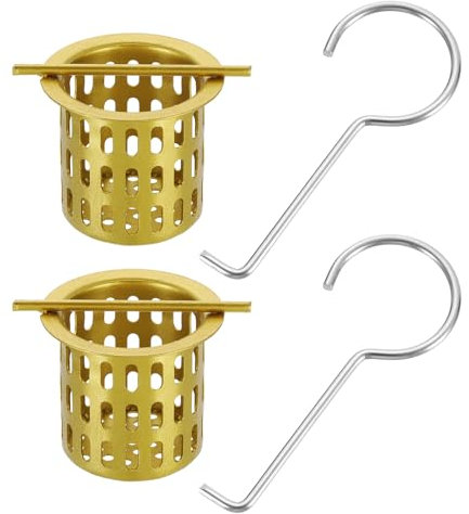QUARKZMAN 2Pcs Filtre à Cheveux, 304 Acier Inoxydable Grille de Douche avec Crochet de Levage Collecteur de Cheveux Et Débris Panier Filtre pour Salle de Bain Cuisines, Or