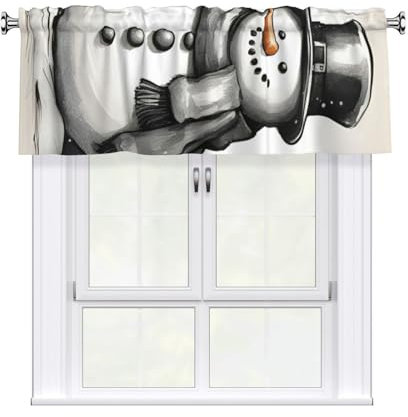 KOUUIP Weihnachten Schneemann Bedruckter Querbehang 45,7 x 137,2 cm für Küche, Wohnzimmer, Schlafzimmer
