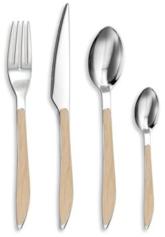 Set di posate da 24 pezzi, collezione Drop (legno chiaro)