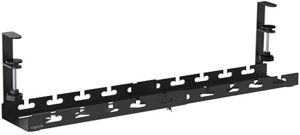 LogiLink KAB0094 - Organizador de Bandeja de Cables de Metal, Montaje Debajo de la Mesa, sujetable y Extensible