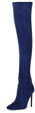GENSHUO Stivali Alti alla Coscia da Donna Tacco Alto 11 cm Stivali Lunghi a Punta Sexy con Tacco a Spillo