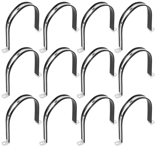 Songella U-Rohrschellen 160mm 304 Edelstahl Rohrschelle mit Gummipolsterung Zweiloch Befestigungsschellen für Rohr Leitung Drahtseil 12 Stück