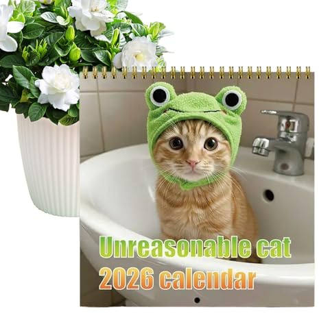 DAWCBVJQ Lustiger Kalender Katze - Wandkalender Mit 12 Monaten - Monatsplaner Für Feiertage Weihnachten Halloween Neujahr Zuhause Büro Familie Kinder Freunde