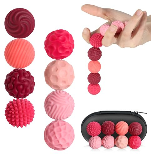 8 Stück Magnetische Toys, Sensorik Bälle, Sensorik Spielzeug, Anziehungskraft Stress Bälle, Sensorische Magnetische Kugeln Set, Anziehungskraft Stress Bälle mit Silikonhülle für Finger (Rosa)