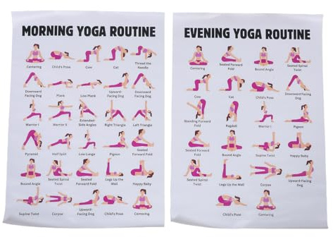 TOYANDONA 2 Stück Yoga Übungs Poster 70x50cm Wandbild mit Yoga Posen für Anfänger Fitness Wandkarte für Zuhause und Yogastudio Trainingshilfe für Abendyoga und Dehnübungen