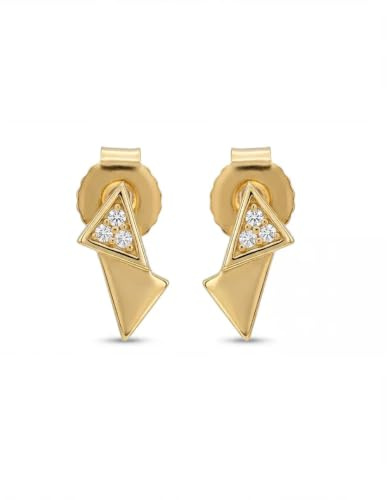 Ohrringe 925 Sterling Silber Dreieck Ohrringe vergoldet Damen geometrisch modern Zirkonia Ohrstecker elegant Schmuck Geschenk Frauen