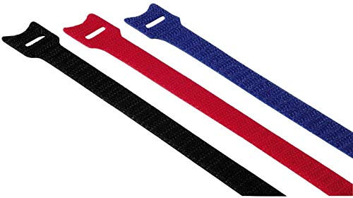 Hama Klett Kabelbinder, wiederverschließbar (Kabelbinder mit Klettverschluss zum Wiederverwenden, Flexibles Kabelmanagement zur Fixierung von Kabeln Schläuchen und Rohren, 145 mm, 12 Stück) farbig