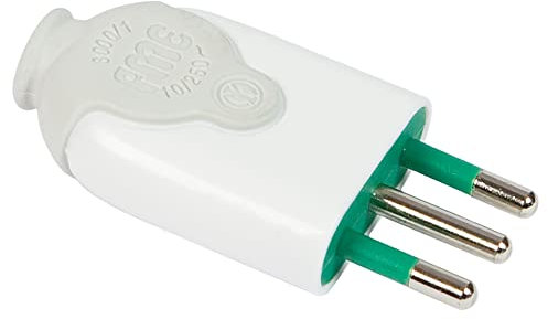 Fanton 80010, Spina italiana S11 2P+T 10A smontabile BICÒ, colore bianco, spina resistente per uso domestico