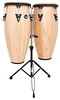 Latin Percussion LP646NY-AW City Series Conga-Set mit Ständer, 25,4 cm und 27,9 cm, Natur