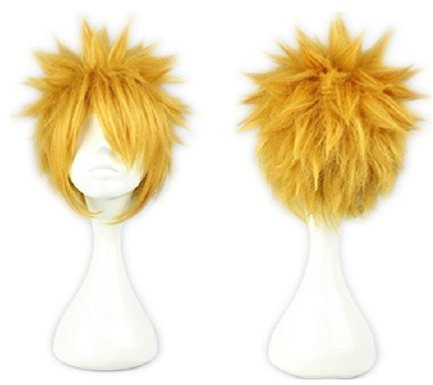COSPLAZA Cosplay Wigs Kostüme Perücke 30cm kurz Gold Gelb Blond Maennlich Anime Show Fasching Karneval Haar