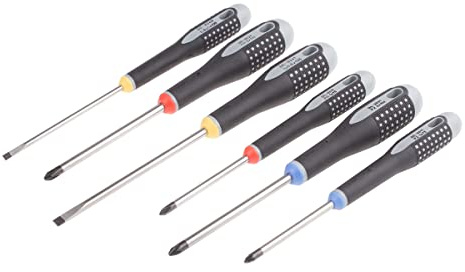 Bahco BE-9884 ERGO Screwdriver Set 6 Piece | Workshop Ready | Trade Use | Popular screwdriver sizes included | Chrome plated alloy steel blades | Comfortable grips | Workshop ready