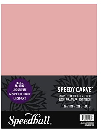 Speedball 9 x 11.75 Speedy-Carve Block Pink, For Block Printing, Stampers, Carving, Lino Blocks, Craft Art Tools For Tool Kit