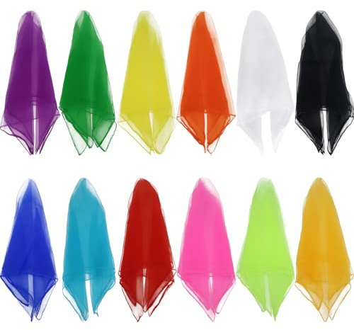 Hoerev Packung mit 12 Juggling (Tanz) Schals 60cmx60cm - Floaty Schals für Kleine Leute, 12 Gemischt