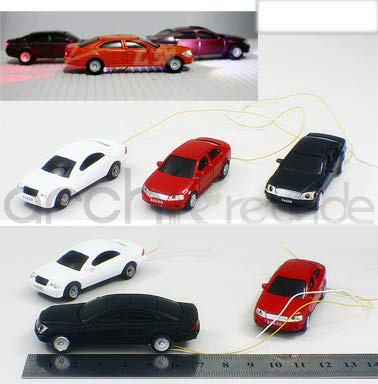 3 x Modell Autos LED beleuchtet Modellbau 1:75 Modelleisenbahn Spur 00