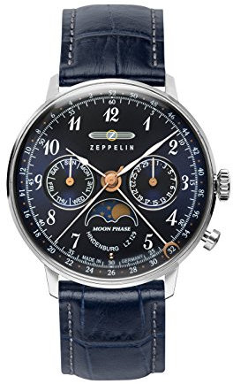 Zeppelin Unisex Chronograph Quarz Uhr mit Leder Armband 7037-3