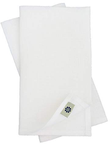 Linen & Cotton 4 x Stoffservietten Leinenservietten Amelia, Weiß - 50% Leinen, 50% Baumwolle, (47 x 47cm) Servietten Stoff Napkins für Hochzeit Gastronomie Restaurant Vereinsfeier Geburtstagsfeier