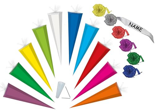 alles-meine.de GmbH Schultüte/Bastelschultüte - dunkel Grün - 35 cm incl. individueller Schleife mit Kreppabschluß - Zuckertüte - Rohling zum Basteln, Bemalen und Bekleben Bast..