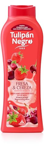 Tulipán Negro - Gel de Baño Nutritivo e Hidratante Fresa y Cereza 650 ml, Efecto Regenerante y Delicioso Aroma