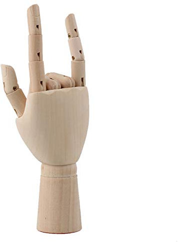 BQLZR 7,28 x 2,28 x 1,38 Zoll Holzfarbenmodell Gelenkpuppe aus Holz für die rechte Hand für Künstler und Maler