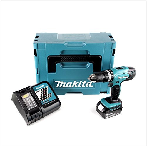 Makita DHP 453 RT1J - Taladro atornillador de impacto (batería, 18 V, 42 Nm, 1 batería de 5,0 Ah, cargador en Makpac 2)