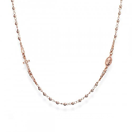 Amen Collana In Argento 925 Collezione Rosari - Colore Rosè - Misura Unica Rosario Girocollo