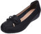 Jamron Women Genuine Leather Comfort Shoes Soft Sole Ballerinas Low Wedge Heel Slippers Black SN020628 UK4