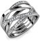 MYC-Paris - Criss Cross Ring - Hochwertiges Messing + 18K vergoldet - 50 hochwertige österreichische Kristalle ø 1 mm - Geburtstagsgeschenk, Muttertag, Weihnachten Silber Farbe, Größe 52