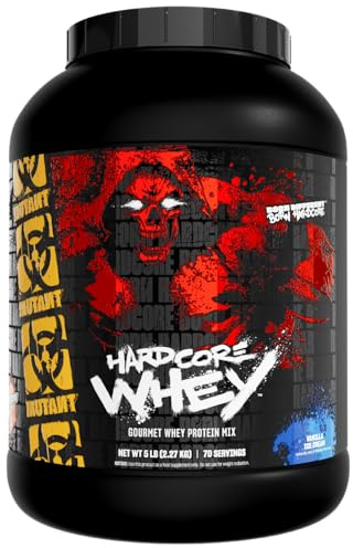 MUTANT Hardcore WHEY | 100% reines Molkenprotein | 24 g Protein, schnell verdauliches Molkenproteinisolat plus Molkenproteinhydrolysat | 70 Portionen | 5 lb | Vanilleeis