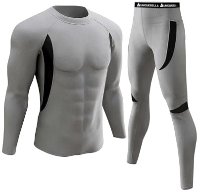 UNIQUEBELLA Thermo Unterwäsche Set, Funktionswäsche Herren Skiunterwäsche Winter Suit Ski Thermo-Unterwäsche Thermowäsche Unterhemd + Unterhose