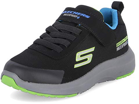 Skechers Jungen Dynamic Tread Hydrode Sneaker, Black Textile Blue Lime Trim, 34 EU