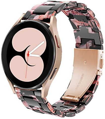 DEALELE Armband Kompatibel mit Samsung Galaxy Watch 4/4 Classic/Galaxy Watch 5/5 Pro/Galaxy 3 41mm / Active 2, 20mm Buntes Harz Resin Ersatz Armbänder für Huawei GT3 / GT2 42mm, Schwarz-Rose