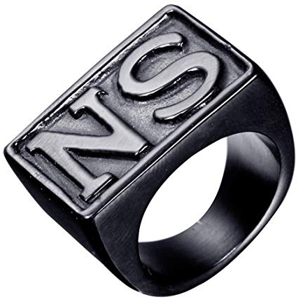 HIJONES Schmuck Herren Edelstahl Biker Ringe NS Weinlese Schwarz Größe 62 (19.7)