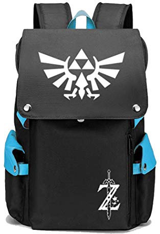WANHONGYUE The Legend of Zelda Spiel Cosplay Unisex 15,6 Zoll Laptop Backpack Schultasche Rucksack für Reisen/College/Arbeit/Leuchtend Blau / 1