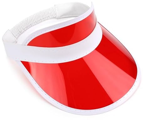The Fancy Dress® Unisex Retro 80s Neon Sun Visor Hat Headband Cap for Golf Tennis Stag Poker Party (Red)