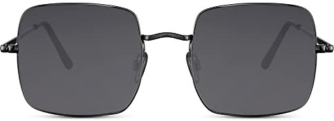 Cheapass Sonnenbrille Herren Damen Coole rechteckiger schwarzer Metallrahmen mit dunklen recycelten Gläsern UV400 schütz