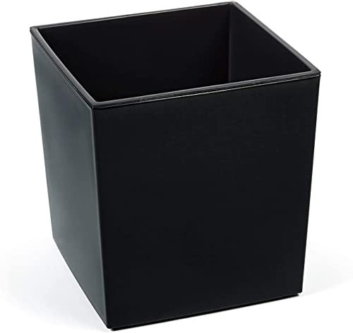 Gordanluk, Low Flowerpot, Square Shiny Gloss Flowerpot with internal liner, indoor plant pot, outdoor plant pots, plastic plant pots white, black, grey, Patio (Black, 40 x 40 x 41cm)