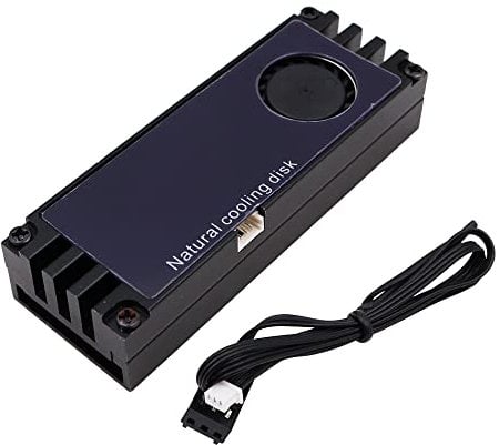 VOANZO Digital Temperature Display Nvme Heatsink Turbo Cooling Fan M.2 SSD Heatsink Cooling Fan for 2280 22110 NVME M2 Solid State Drive -Black