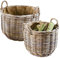 Kobolo Holztrage Holzkorb für Kaminholz Kaminholzkorb - rund, grau - Rattan - 2er Set