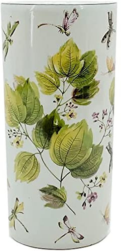 M S L Dragonflies and Floral Ceramic Umbrella Stand Walking Stick Stand Large Vase