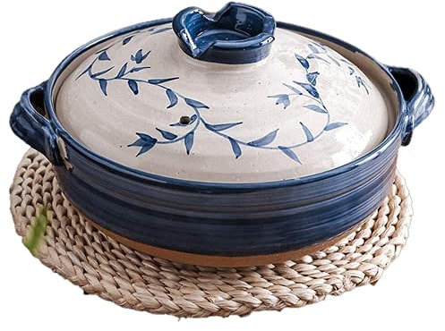 Trjgtas Cazuela de Olla de Barro Japonesa Tradicional, Familia, cazuela Redonda, Olla de Sopa for cocer a Fuego Lento al Vapor, Cacerola a Fuego Lento, -1.2L (Size : 0.8L)