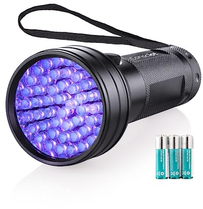 Consciot UV-Taschenlampe, Schwarzlicht, 51 LED, 395 nm, UV-Schwarzlicht, tragbare Taschenlampe, Haustier-Urin-Detektor für Hunde/Katzenurin, trockene Flecken, Bettwanzen, Harzhärte, passend mit