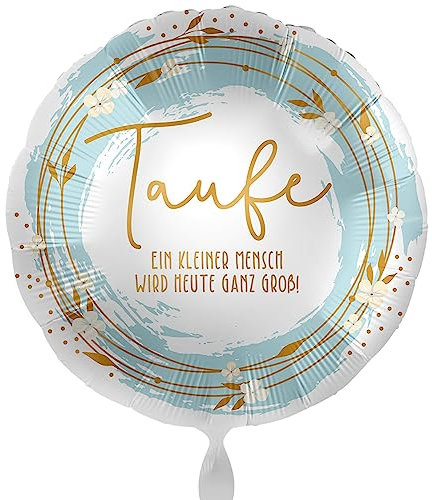 Folienballon Taufe 'Ein kleiner Mensch wird heute ganz groß' Deko Tauffeier Luftballon Taufe Junge Mädchen Dekoration Ballon baptize -Made in EU- ungefüllt, Helium geeignet