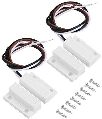 PATIKIL Magnétique Roseau Interrupteur, 2 Ensembles Normalement Ouvert Fermé NC No Filaire Surface Garage Porte Fenêtre Contact Interrupteur