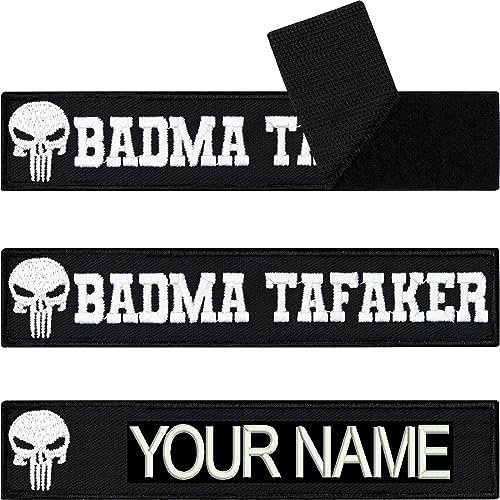 Punisher Klett Patch selbst gestalten | personalisiertes Namensschild für Kleidung | Bundeswehr Biker Patch mit Klett oder Aufbügler Totenkopf Motiv| 125x25mm